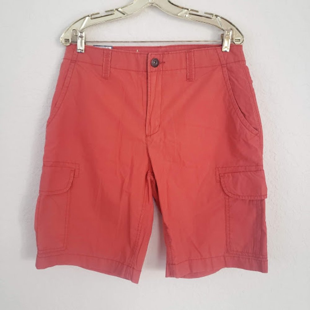 NWT Flat Front Poplin Cotton Cargo Shorts Lanesboro